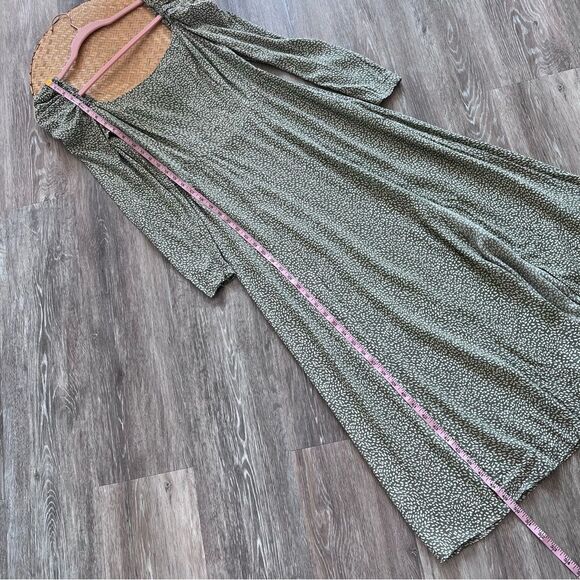 Nwt & other stories green speckled puff sleeve smocked midi dress women’s 6 - Picture 3 of 9
